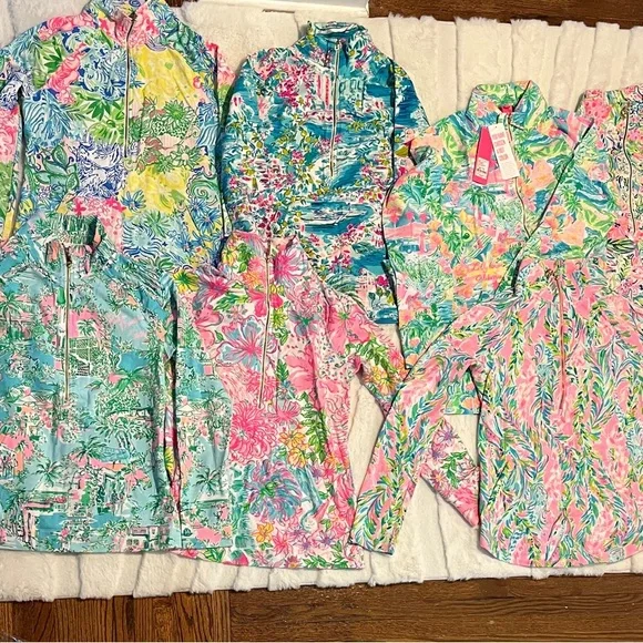 🦄HTF Lilly Pulitzer Skipper Popovers half-zip set of 7!!! 5XS+2S like new & NWT - Picture 10 of 11